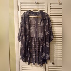 Sheer Black Floral Kimono